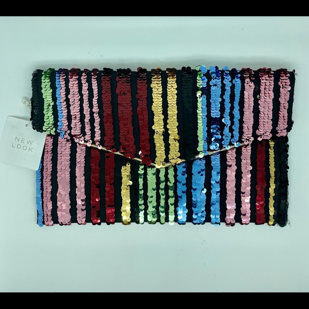 Colorful, shiny clutch New Look
